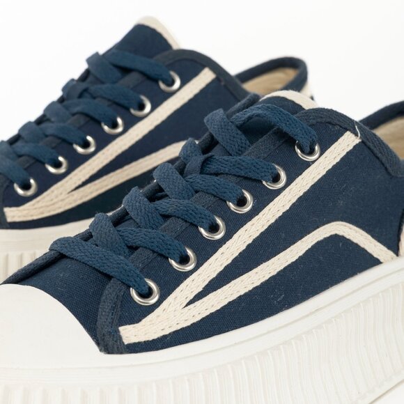 Dorothee Schumacher Cool Canvas Navy Lace-Up Platform Sneakers - Picture 7 of 9